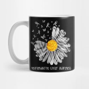 Daisy Butterfly Zebra Ribbon Neuroendocrine Cancer Awareness Mug